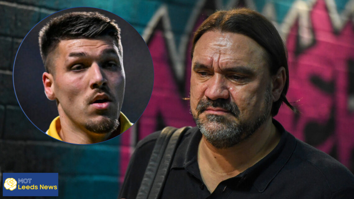 Leeds United manager Daniel Farke and Joel Piroe