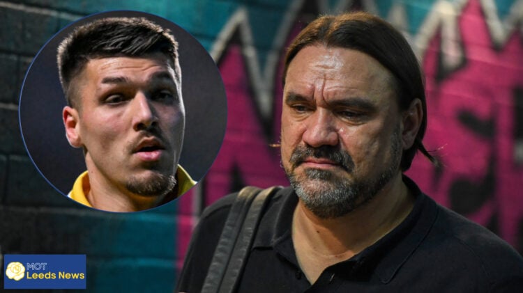 Leeds United manager Daniel Farke and Joel Piroe