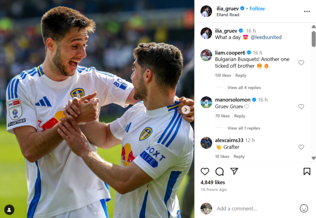 Liam Cooper, Manor Solomon and Alex Cairns react to Ilia Gruev's Instagram post.