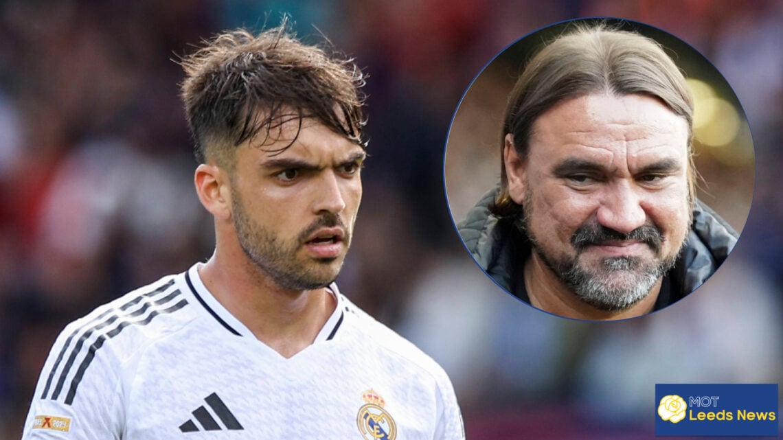 Leeds United manager Daniel Farke and Real Madrid defender Raul Asencio