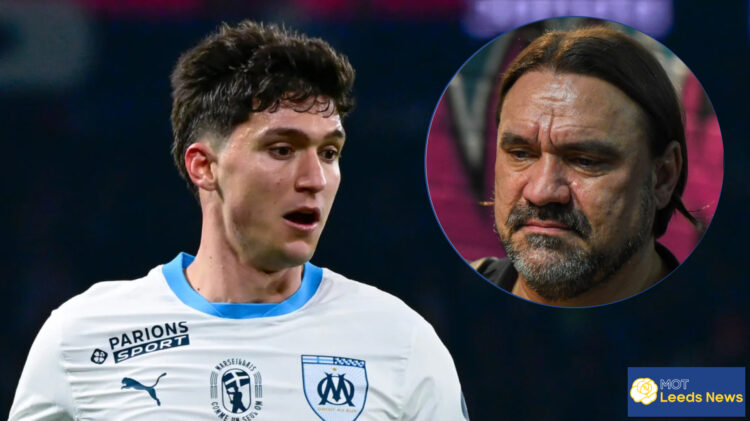 Leeds United manager Daniel Farke and Olympique Marseille defender Leonardo Balerdi