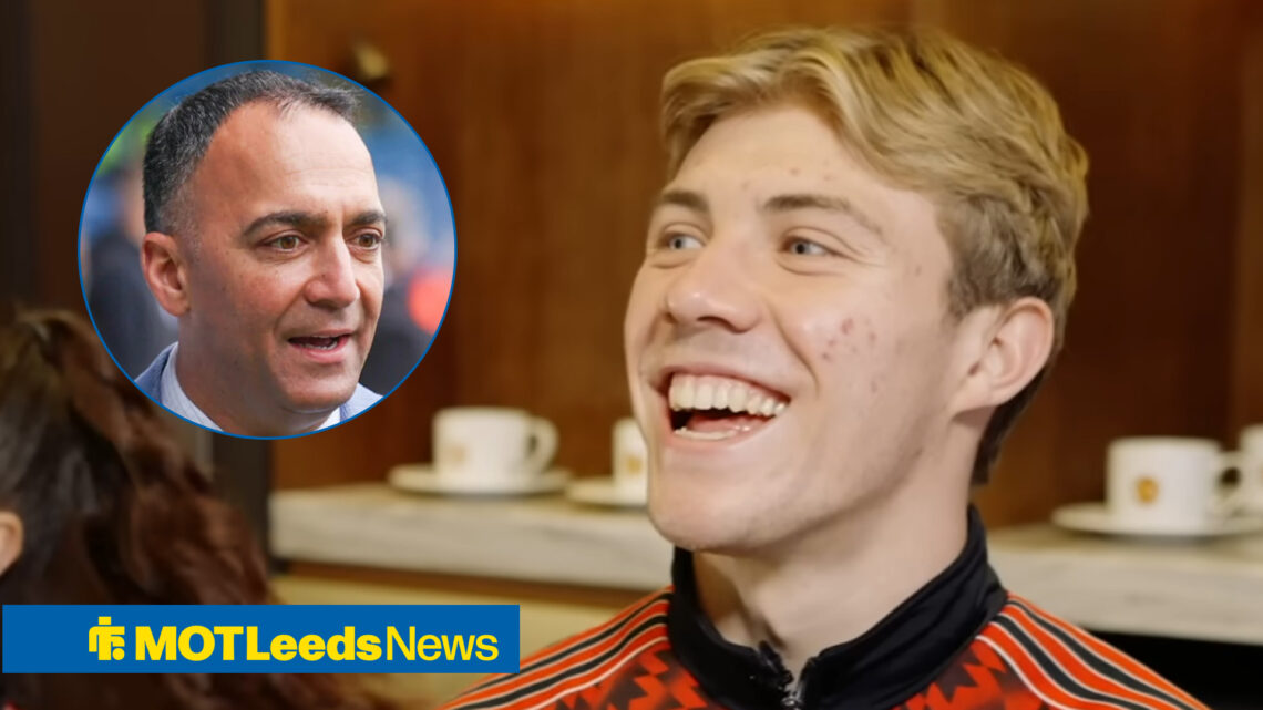 Leeds United chief Paraag Marathe and Manchester United striker Rasmus Hojlund