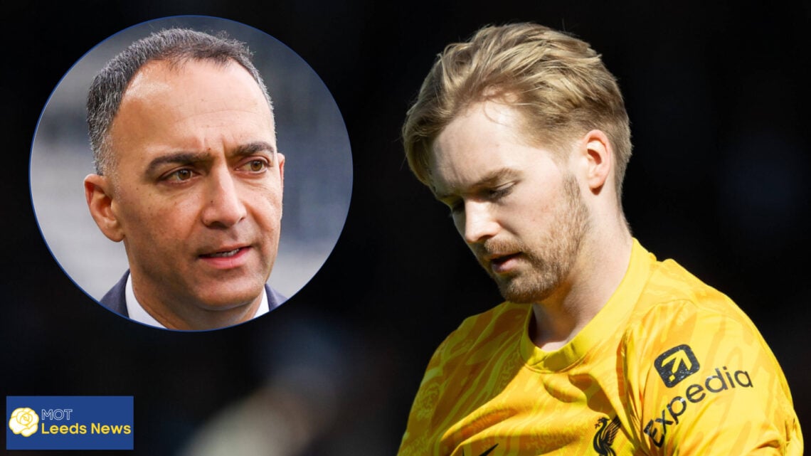 Leeds United chief Paraag Marathe andLiverpool goalkeeper Caoimhin Kelleher