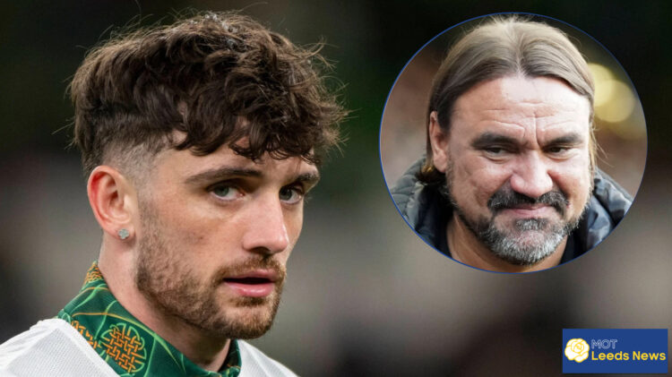Leeds United manager Daniel Farke and AZ Alkmaar striker Troy Parrott