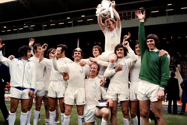Leeds United celebrate their 1972 FA Cup triumph.