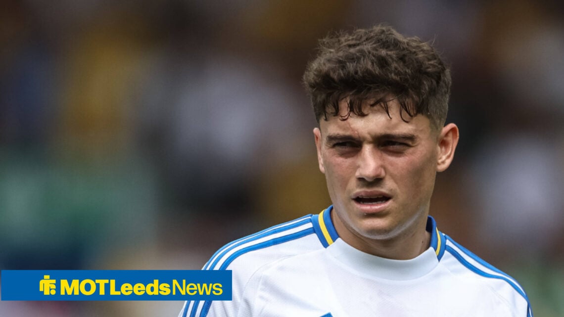 Daniel James looking on tentatively in Leeds shirt
