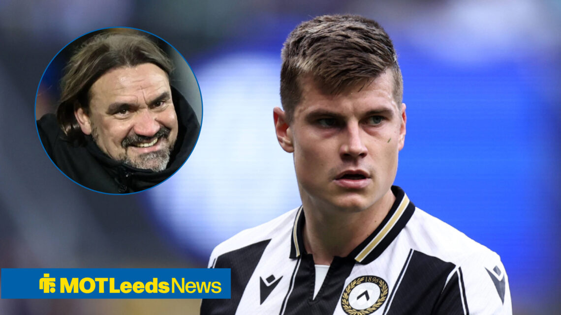 Leeds United manager Daniel Farke and Udinese defender Jaka Bijol