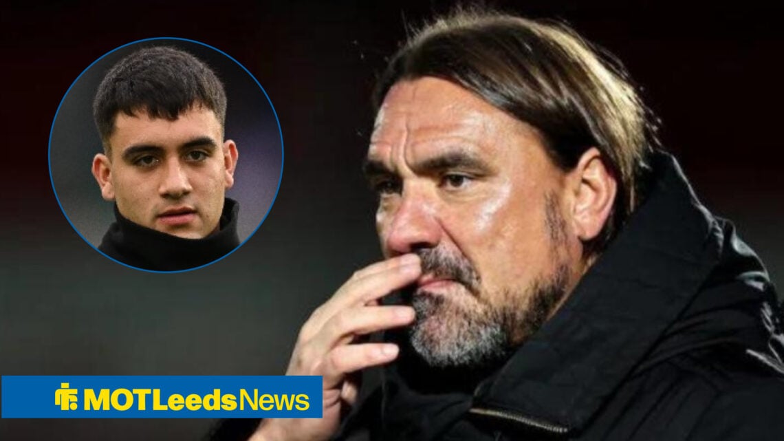 Leeds United manager Daniel Farke and Brighton attacker Facundo Buonanotte in a circular inset
