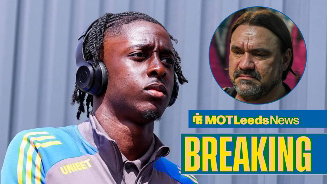 Leeds United manager Daniel Farke and James Debayo