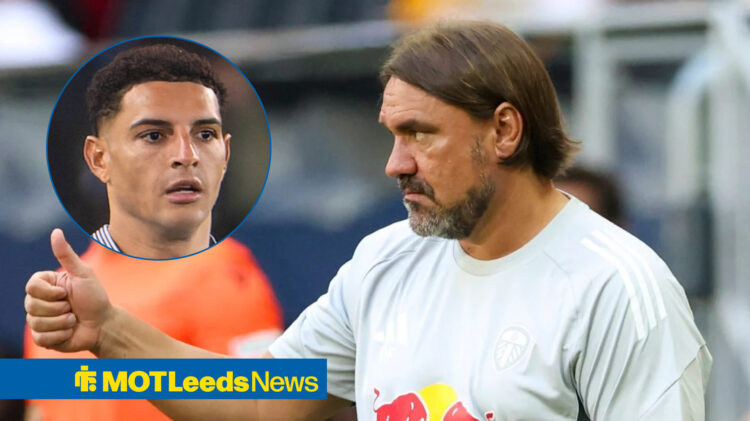 Leeds United manager Daniel Farke and Diego Carlos