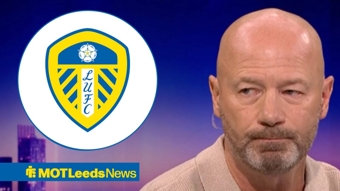 Alan Shearer with a Leeds badge inset