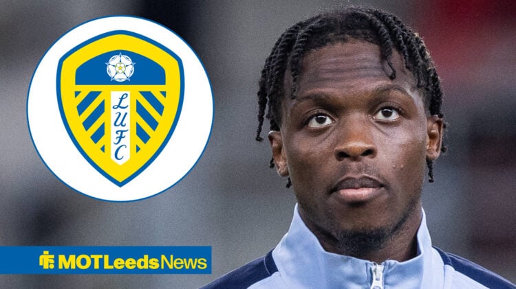 Dilane Bakwa pre-match with Leeds badge