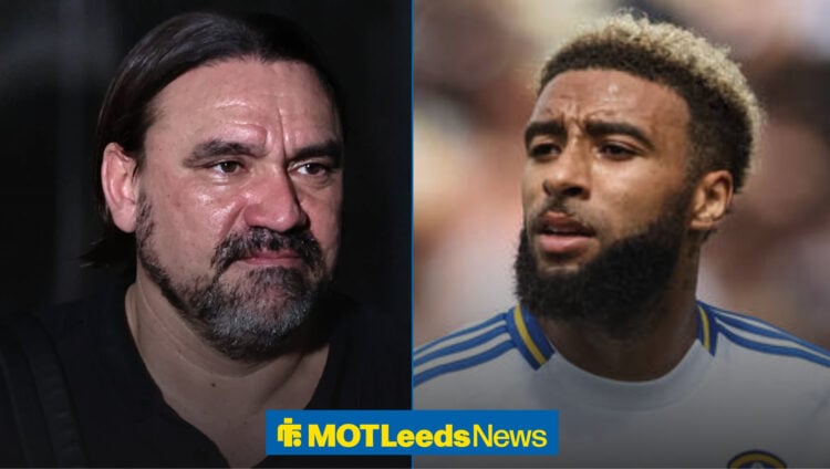 Daniel Farke and Jayden Bogle at Leeds