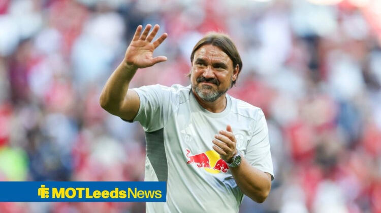 Daniel Farke waves at Leeds United fans