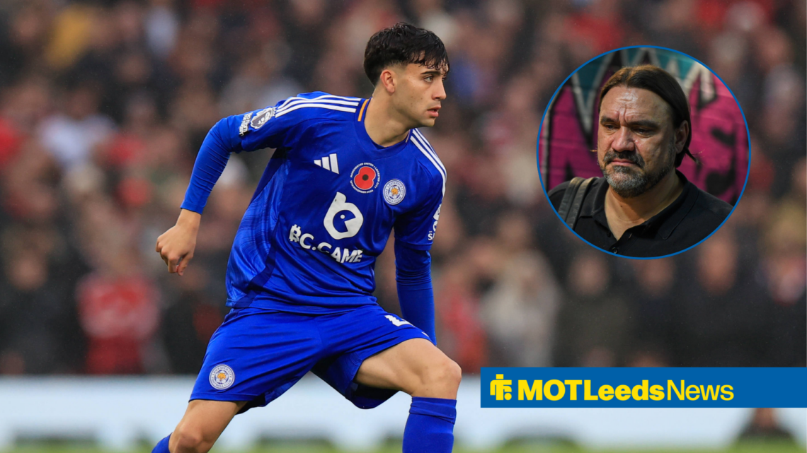 Leeds United target Facundo Buonanotte in action, Daniel Farke in inlet.
