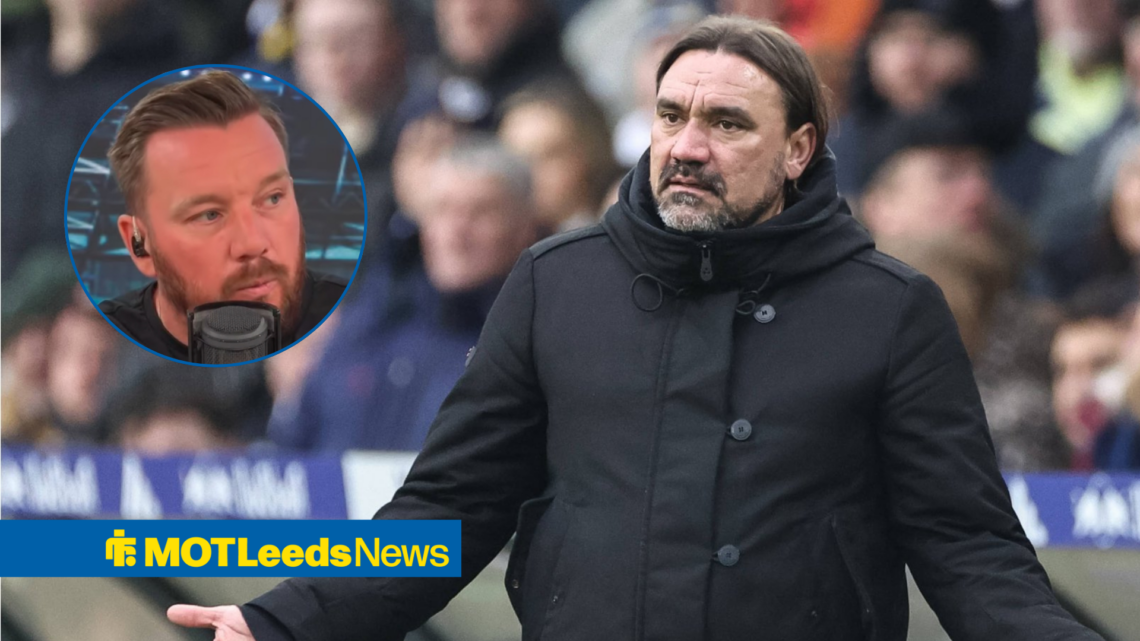 Daniel Farke looking confused and Jamie O'Hara in inlet.