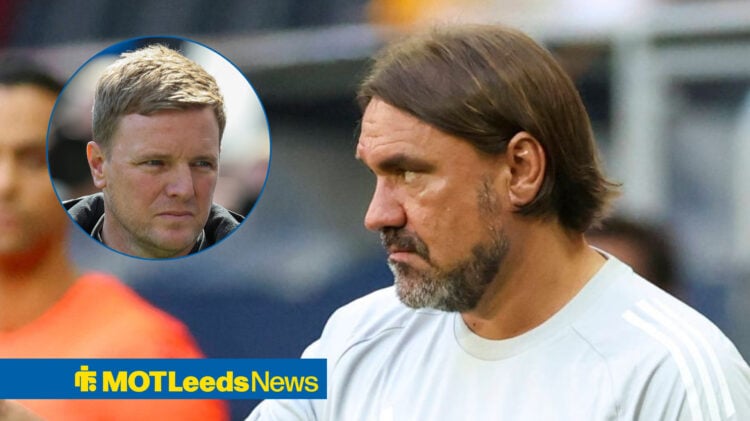 Leeds United manager Daniel Farke and Newcastle boss Eddie Howe in circular inset