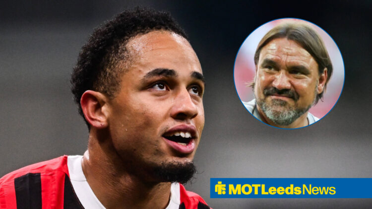 Leeds United target Noah Okafor and Daniel Farke in circular inset