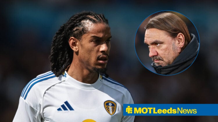 Leeds United defender Isaac Schmidt and Daniel Farke in circular inset