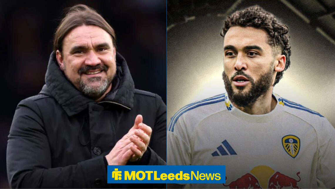 Dominic Calvert-Lewin and Daniel Farke looking at each other