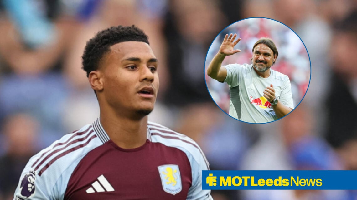 Ollie Wakins playing for Aston Villa and Daniel Farke waving in circle
