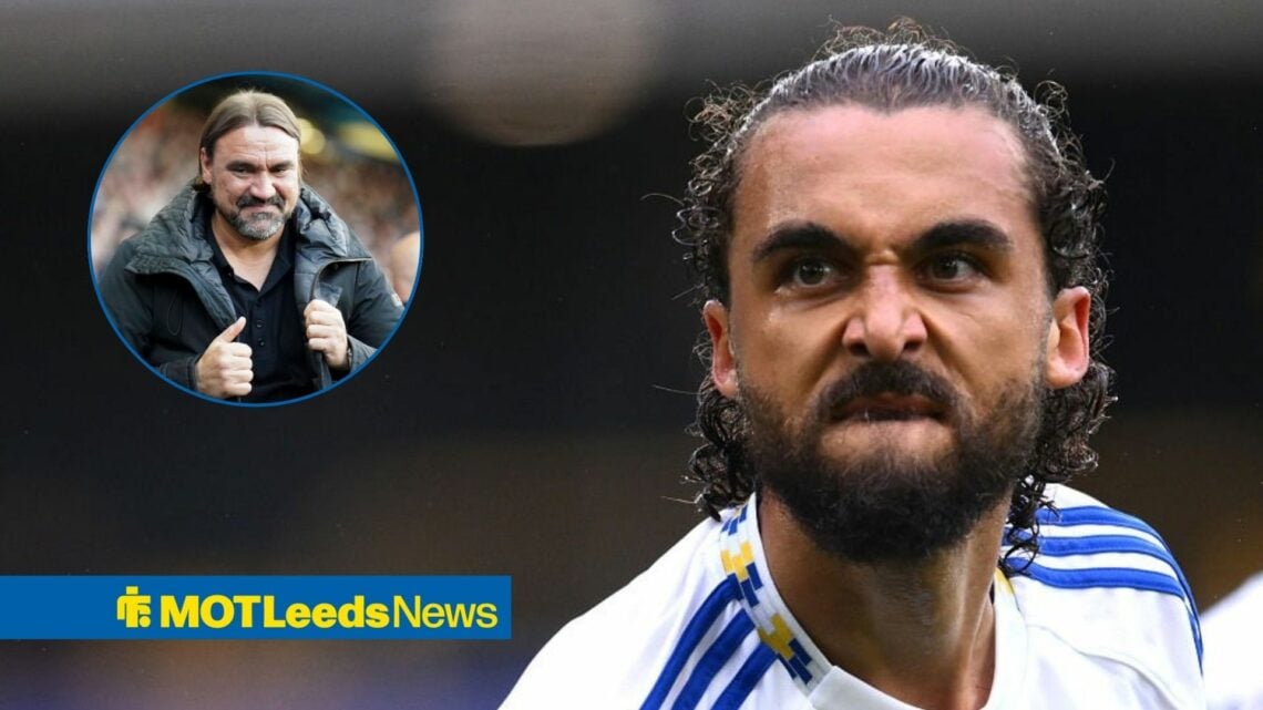 Dominic Calvert-Lewin celebrating with Daniel Farke in frame