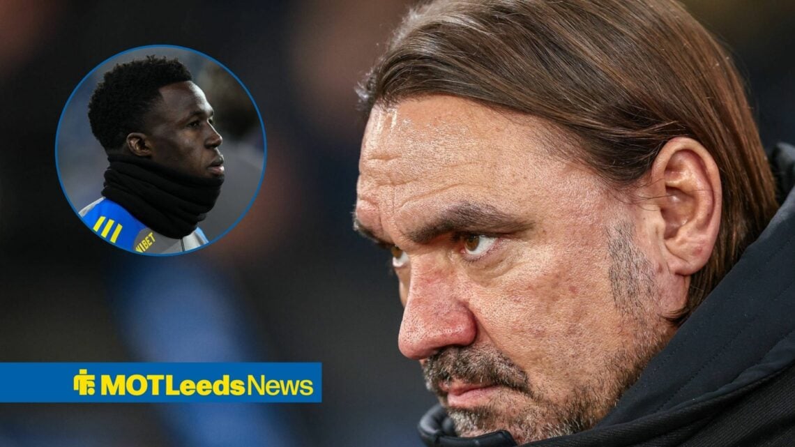 Daniel Farke looking stern with Willy Gnonto in frame