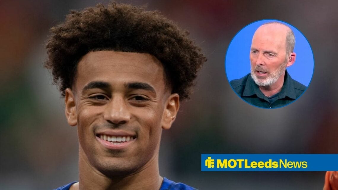Tyler Adams smiling with Mike Dean in frame