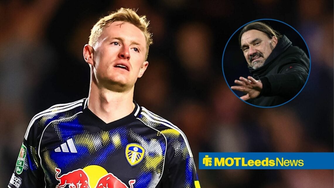 Sean Longstaff playing for Leeds with Daniel Farke in frame