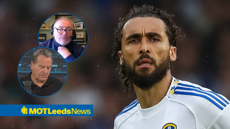 Dominic Calvert-Lewin looking concerned at Leeds with Jeff Stelling and Ally McCoist in frame