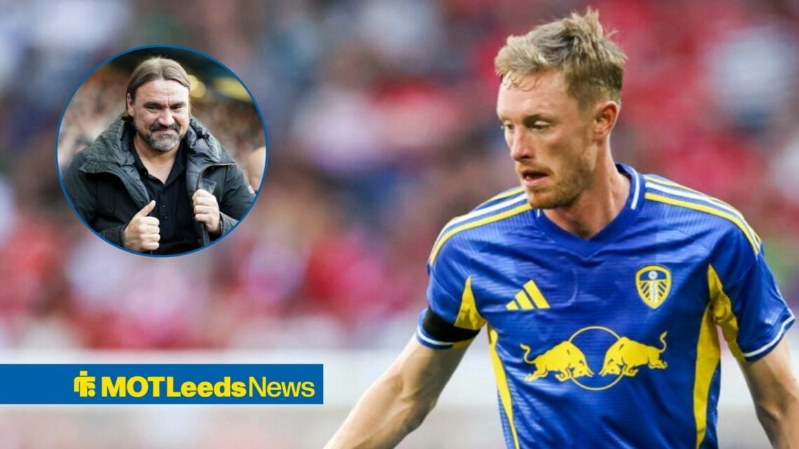 Sean Longstaff playing for Leeds with Daniel Farke in frame