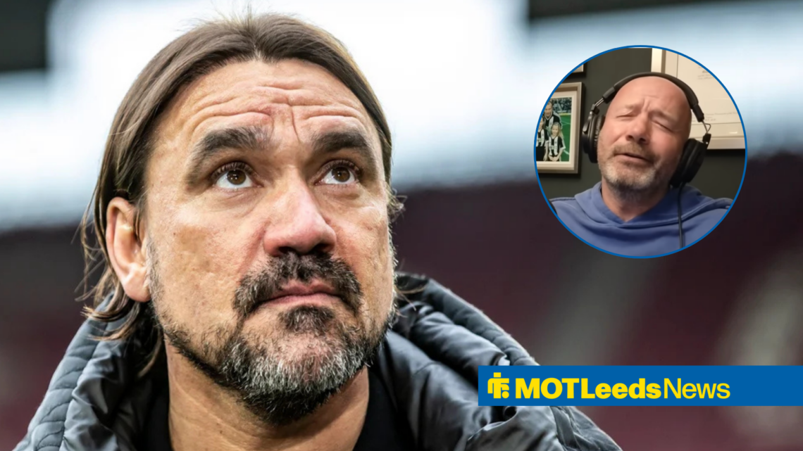 Daniel Farke looking up with Alan Shearer in frame