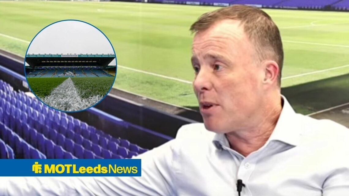 Angus Kinnear looking on with Elland Road in frame