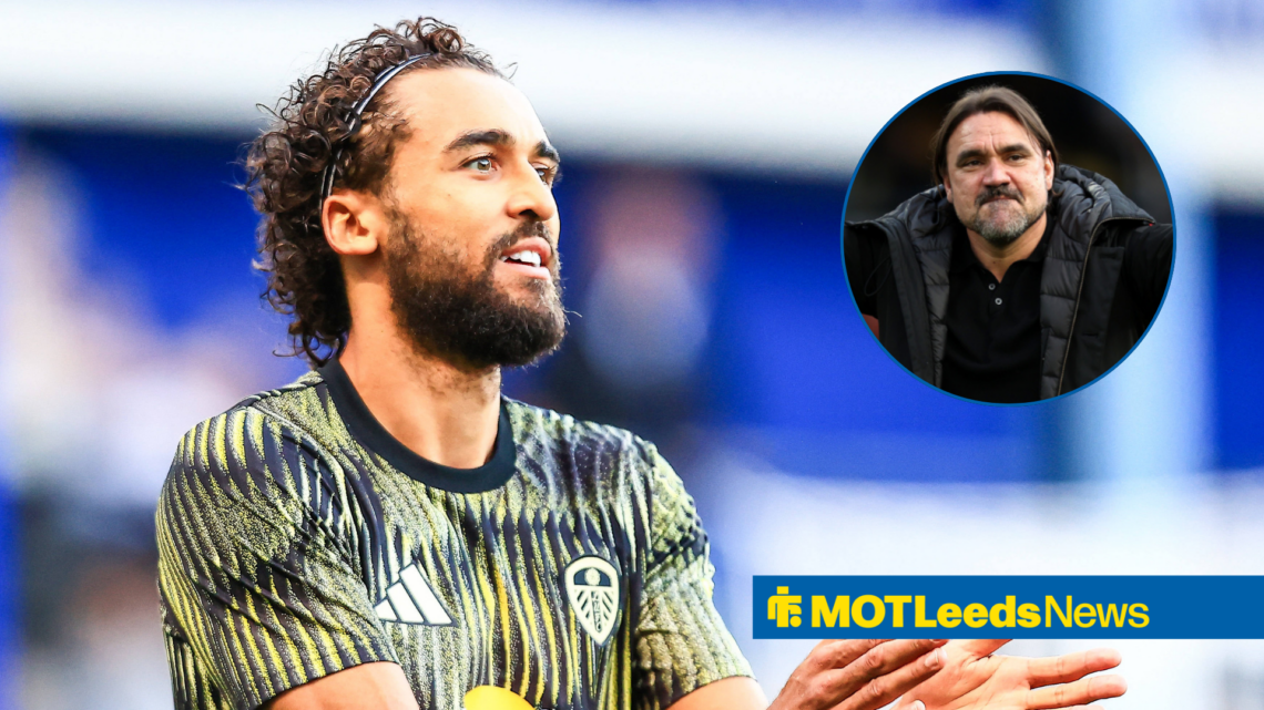 Dominic Calvert-Lewin in Leeds gear with Daniel Farke in frame
