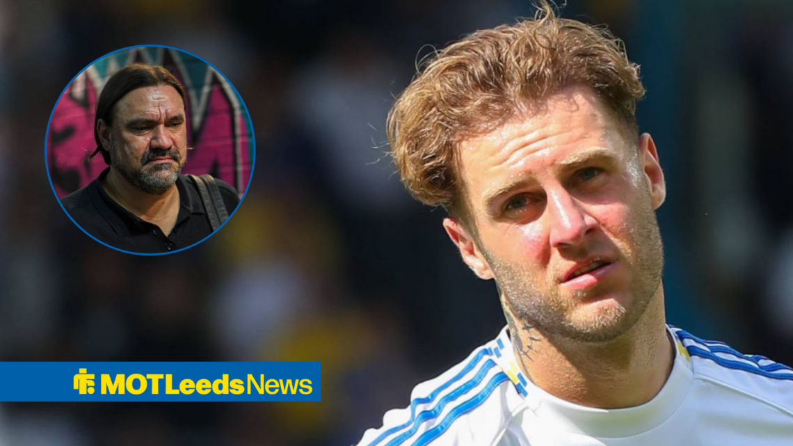 Joe Rodon looking concerned with Daniel Farke in frame