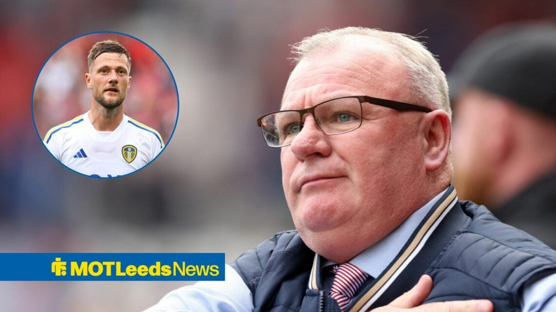Steve Evans alongside a circle inset of Liam Cooper.