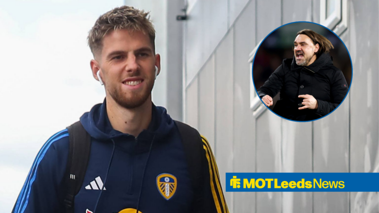 Anton Stach smiling with Daniel Farke in frame