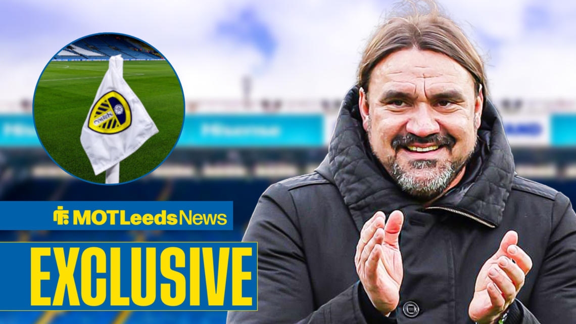 Daniel Farke applauding with Elland Road in frame