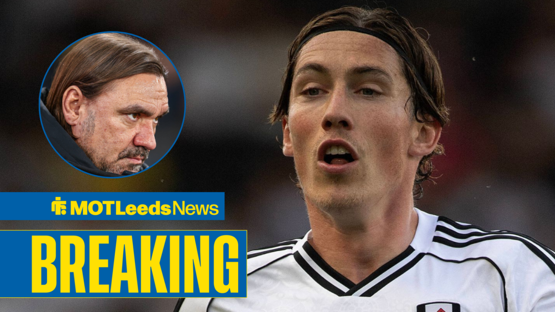 Harry Wilson looking towards Leeds United manager Daniel Farke in a circle inset