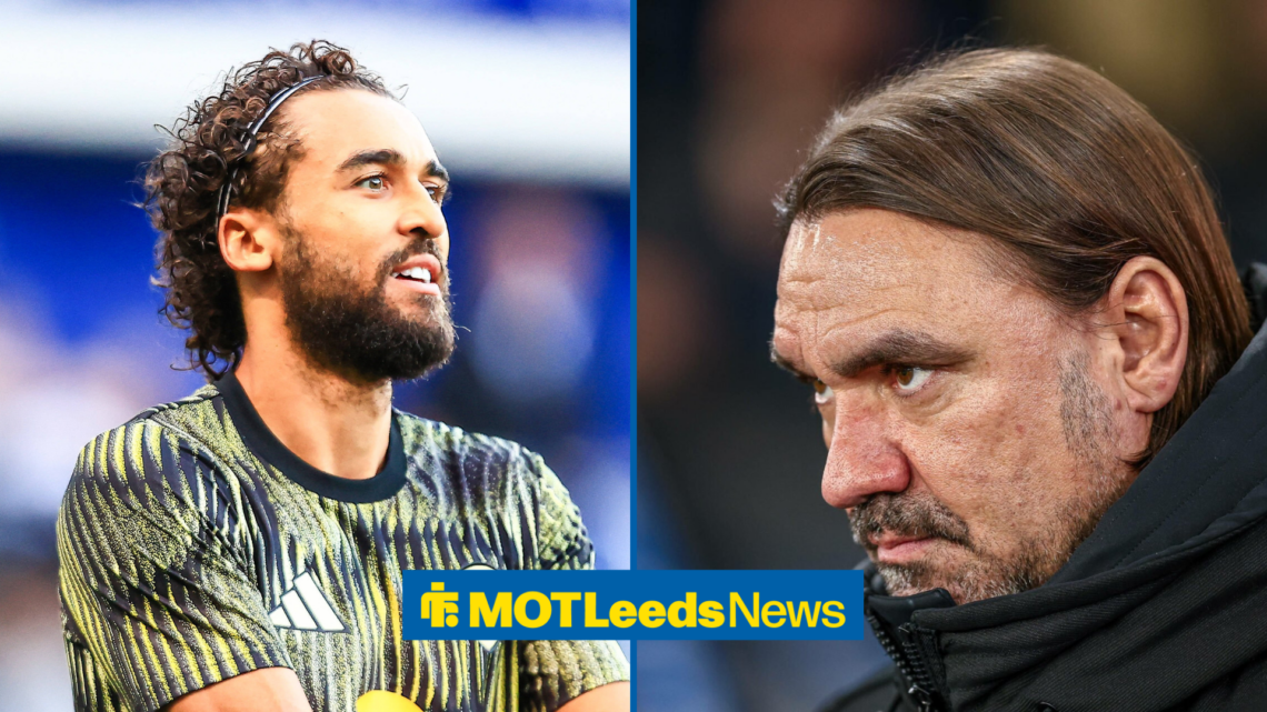 Leeds striker Dominic Calvert-Lewin, Daniel Farke looks at him
