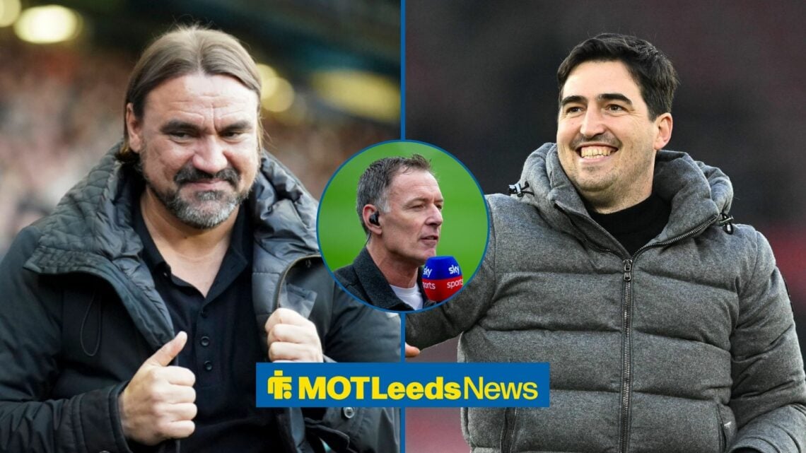 Chris Sutton in central frame with Daniel Farke and Andoni Iraola happy