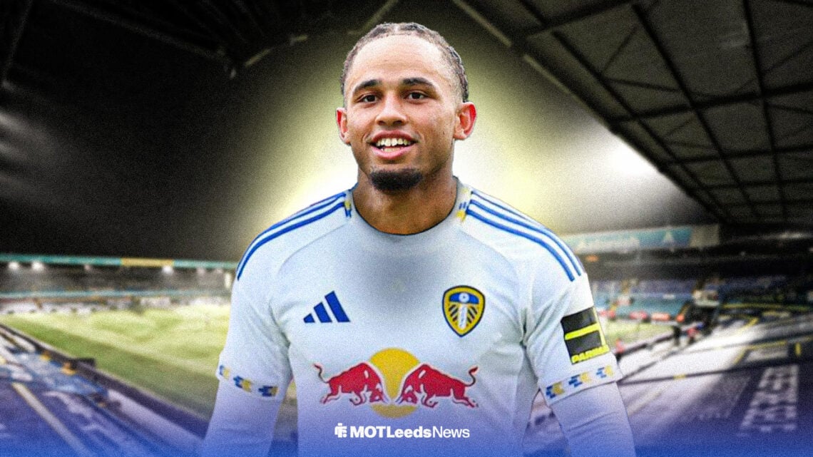 Noah Okafor in Leeds home shirt