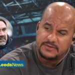 Former Aston Villa striker Gabby Agbonlahor with Leeds United manager Daniel Farke inset