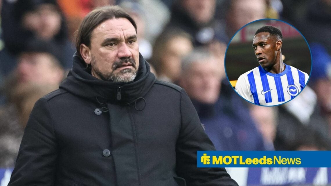 Daniel Farke alongside a circle inset of Danny Welbeck.