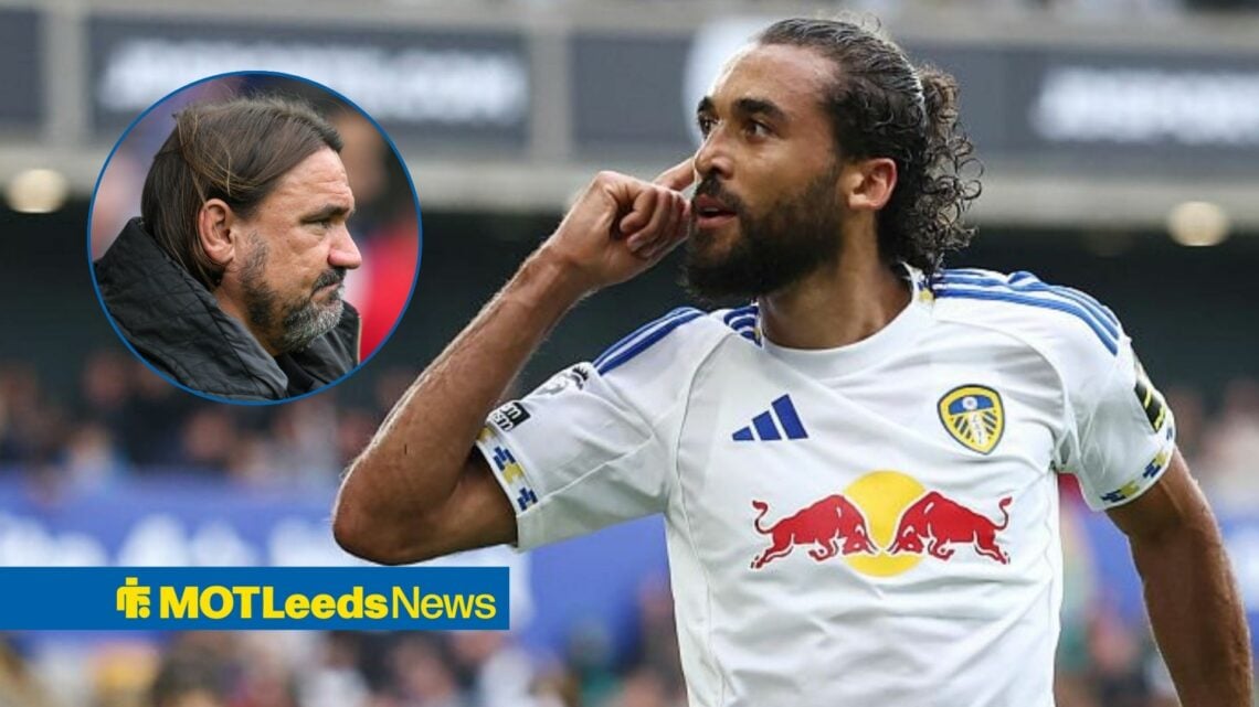 Dominic Calvert-Lewin celebrating with Daniel Farke in frame