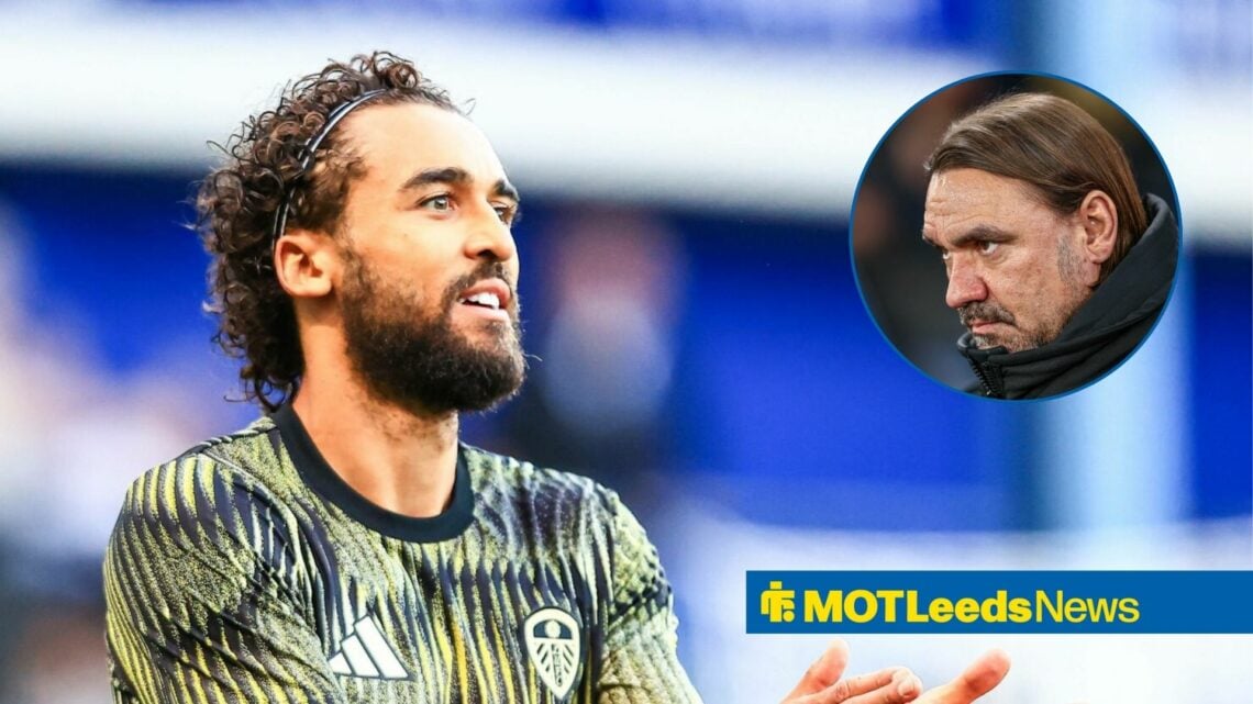 Dominic Calvert-Lewin alongside a circle inset of Daniel Farke.
