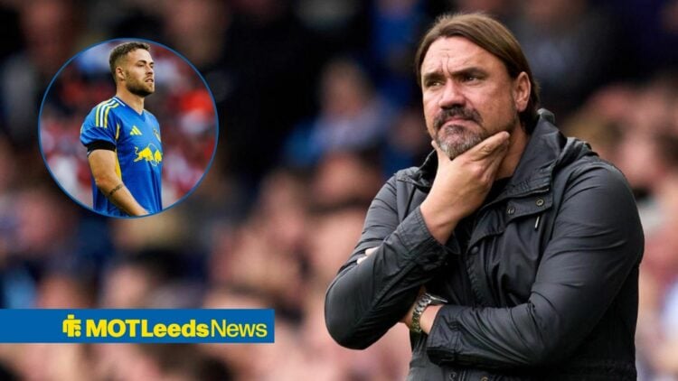 Daniel Farke alongside a circle inset of Gabrial Gundmundsson