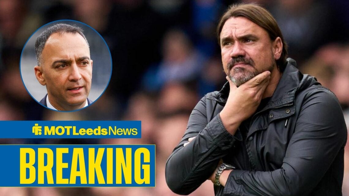 Leeds United manager Daniel Farke looks puzzled with Paraag Marathe inset