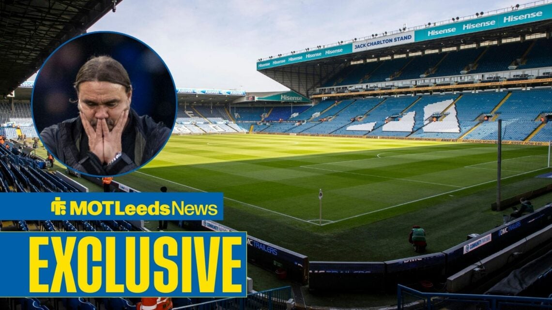 Elland Road with an inset of Daniel Farke on the left