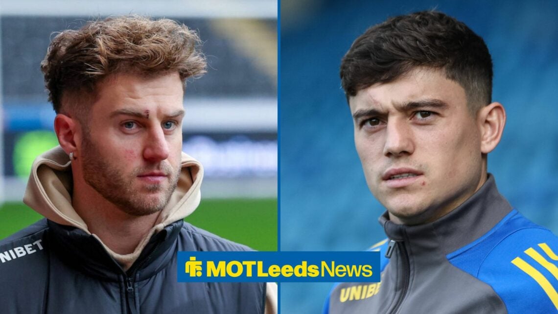 Leeds United players Daniel James and Joe Rodon